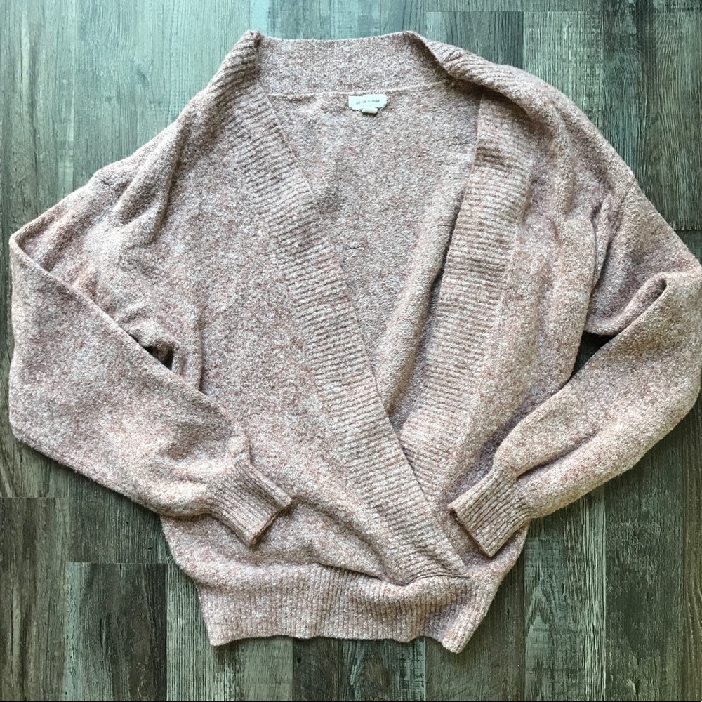 UO Cross Wrap Sweater in beige
